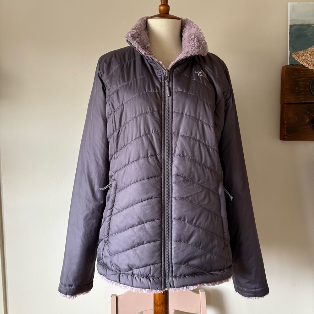 North Face Reversible Jacket Faux Fur Purple Women’s Medium